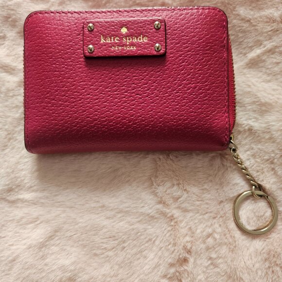 Kate Spade Purple Small Zip Around with Key Ring Oxblood Wallet - Picture 1 of 5